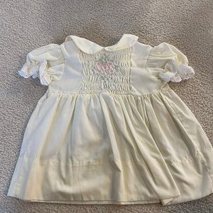 Vintage yellow hand smocked dress - 18 mo